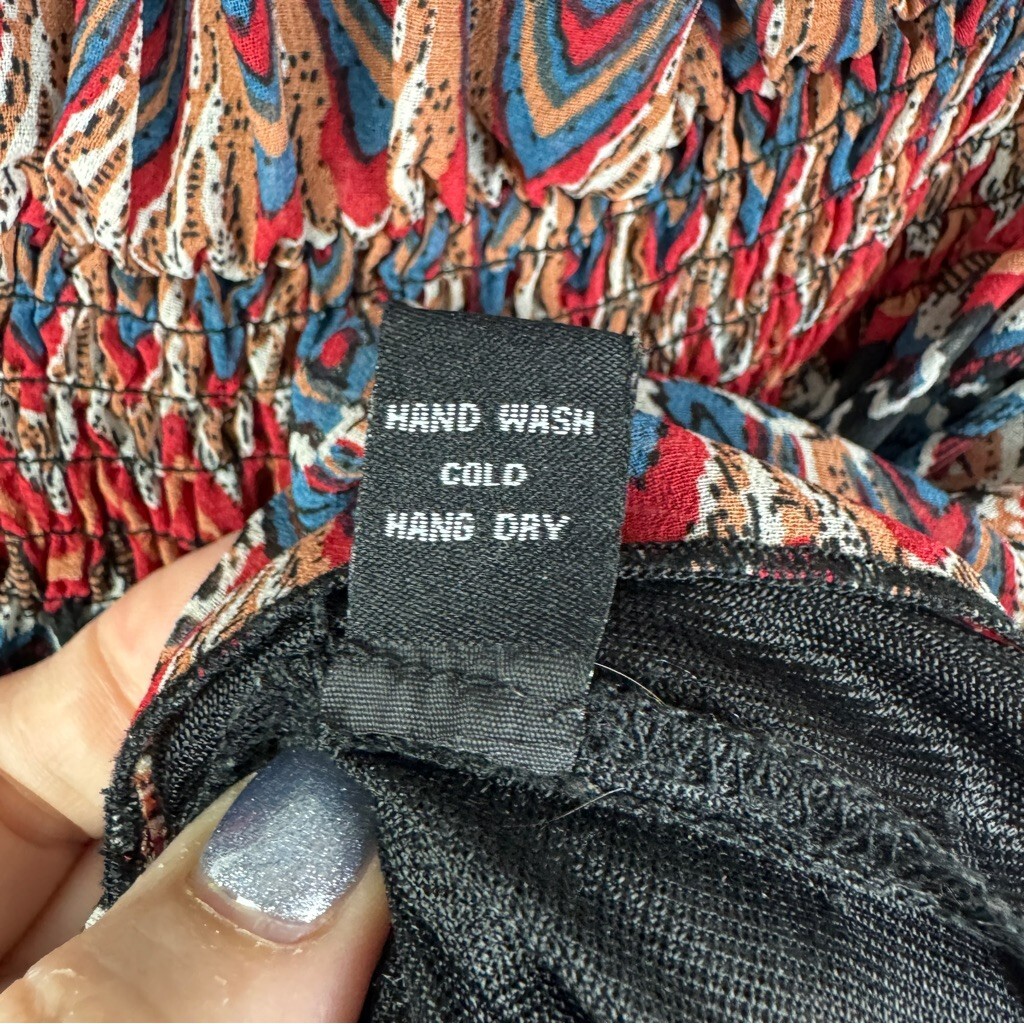 Deb Strapless Multicolor Patterned Ruffle Hem Lin… - image 10