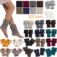 Ladies Short Leg Warmers Crochet Cuffs Ankle Toppers Knitted Trim Boot Socks