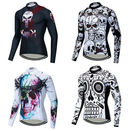 Men's Skull Cycling Jersey Long Sleeve Road Bike Clothing Cycle Top Shirt S-5XL - Bild 1 von 10