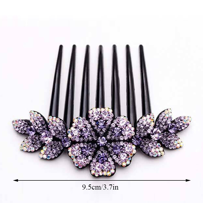Damen Haarspange Mit Strass-Blume – Antik Silber, Modernes Design, Starker Federclip, Für Alle Frisuren