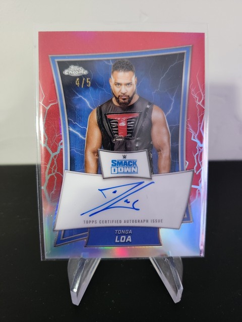 2025 Topps WWE Chrome - Tonga Loa - On-Card Auto - Red /5 SSP