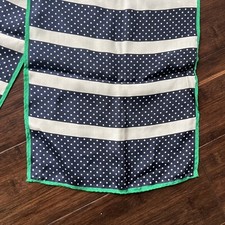 LOVELY VINTAGE Baar  Beards SILK SCARF Stripes Dots Blue Green 10x53  JAPAN