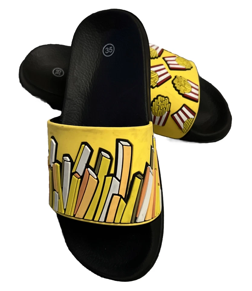 Sandalias sin marca para jóvenes niños negras y amarillas talla 4,5 chanclas Foto 2 de 4