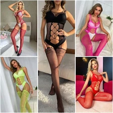 Sexy Cut Out Fishnet Bodystocking Jumpsuit Sleepwear Lingerie See Through Hot US
