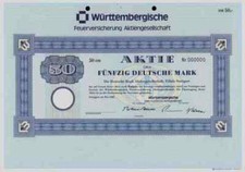 W&uuml;rttembergische Feuerversicherung 1983 Stuttgart 50 DM K&ouml;ln L&uuml;beck W&uuml;stenrot BL