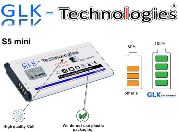 Glk-Technologie Akku FüR Samsung Galaxy S5 Mini SM-G800F EB-BG800BBE Battery Neu-image