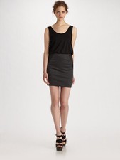 NWT Alice and Olivia Nicky Blouson Leather Panel Dress Women’s Size 4