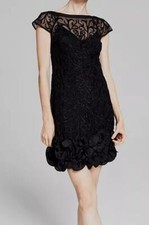 GUESS Women's Black Floral-Lace Ruffled-Hem Sheath Size 4
