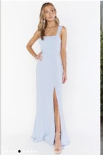 Show Me Your Mumu Paris Gown Steel Blue Stretch Maxi Side Slit NWT L