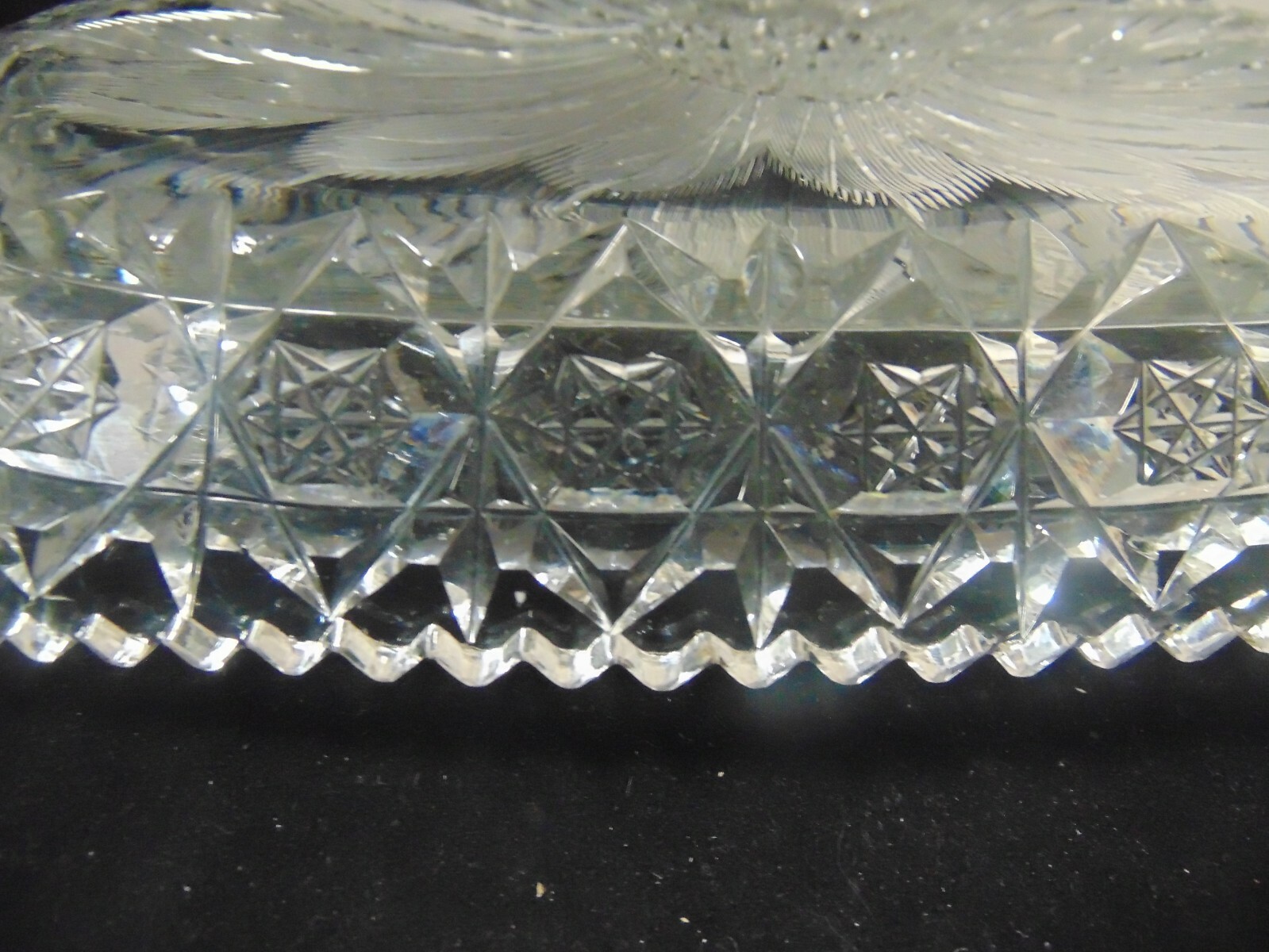 13" ABP American Brilliant Cut Glass Celery Tray, HC Fry Co? Flower, Poppy?