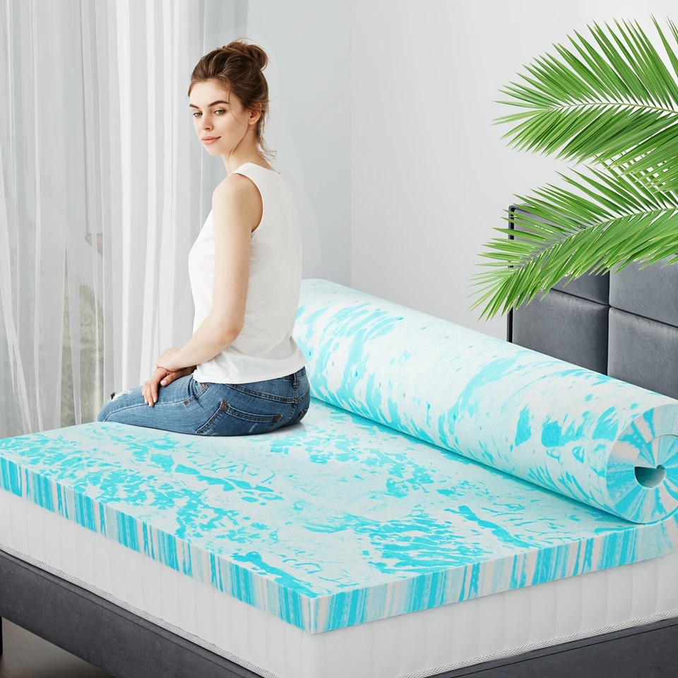 Premium Gel Memory Foam Mattress Topper US Certified Comfort Bed Pad for Cooling - Image 2 of 4