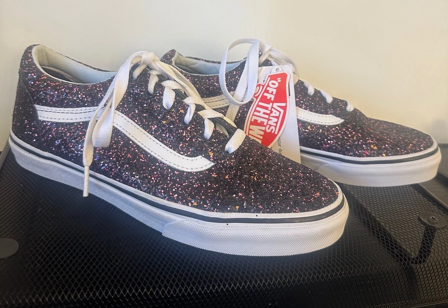 *NUOVO CON ETICHETTE*~Vans Oldol Skoolter "Glitt S ambini Bambin 7~N con Mixtter Glit Rosao viola