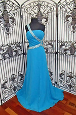 SR257 SHIMMER 59926 SZ 6 TURQ 375 BEADED FORMAL GOWN DRESS