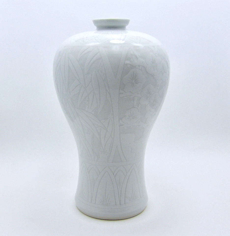 Jarrón botella Prunus antiguo/de colección coreano blanco Baekja hecho a mano aprox. 1925-1950 Foto 4 de 4