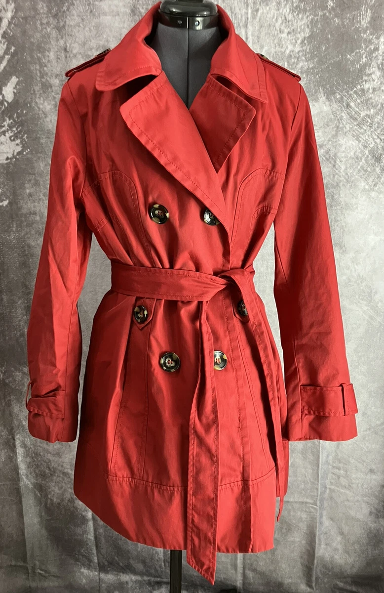 Red trench hotsell coat womens