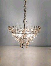 Splendido Lampadario Vintage anni 70 Chandelier in Ottone e Cristallo 