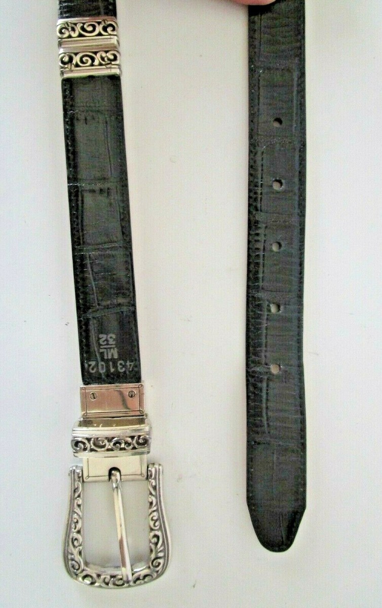 BRIGHTON Reversible Belt Black/ Blonde Leather Alligator  display picture 1