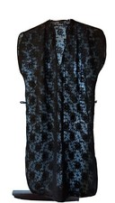 Vintage GLYDONS black long top LACE, NYLON size S negligee cover exlnt F/S