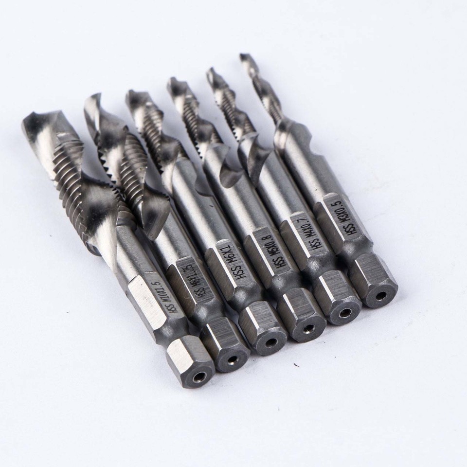Thread M3 Drill 6pcs M3-M10 Hot Composite Tap Thread Spiral Screw Hex HSS Screw Drill ...