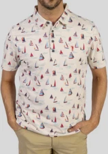 NWT William Murray Sail Away Men's Golf Polo M L Cream White UPF Comfort W1