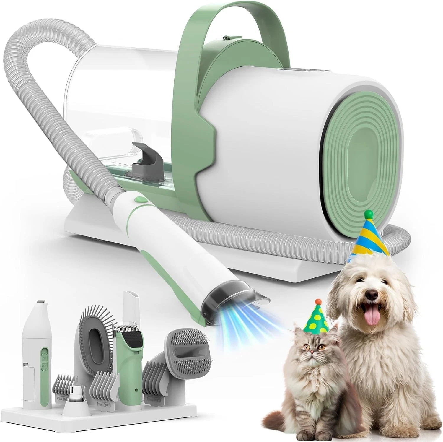 Dog Grooming Vacuum, Pet Grooming Kit with Clipper Nail Trimmer Grinder, 2.5L Du