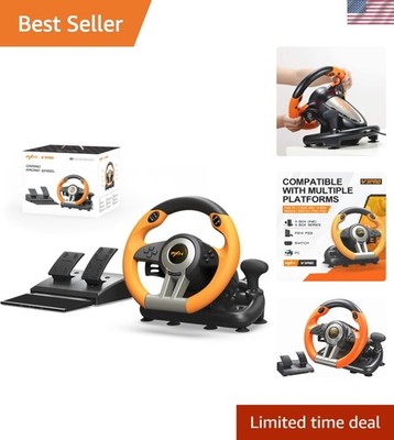 180° Racing Wheel with Non-Slip Grip & Dual-Motor Feedback for Consoles