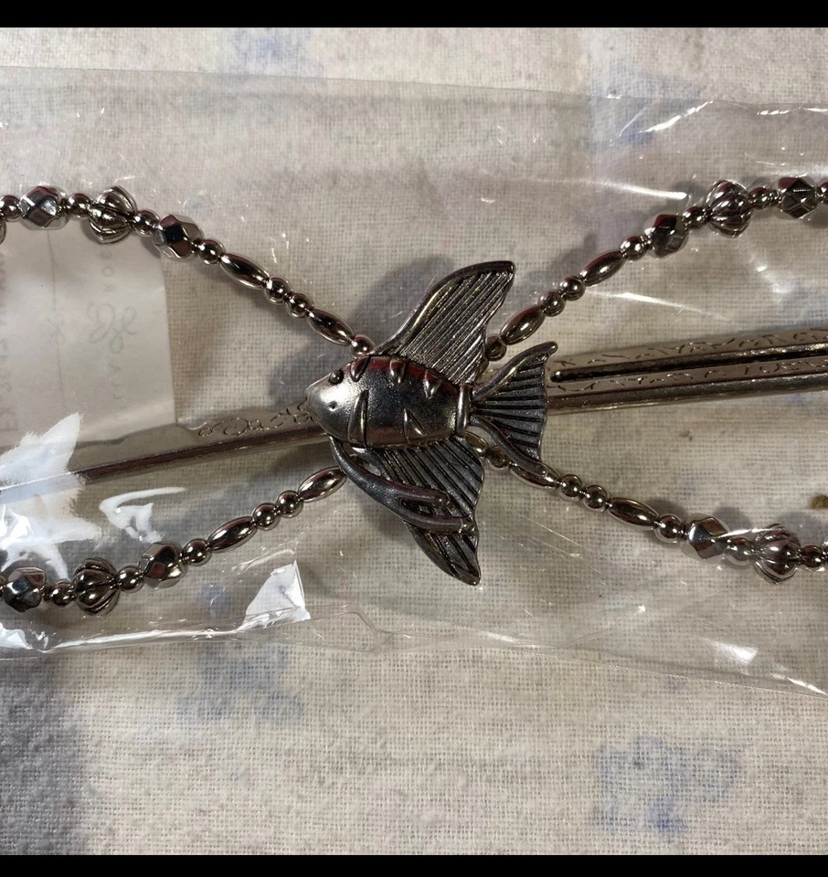 Clip flexible de pelo Lilla Rose Angel Fish en tono plateado nuevo Oceana Marine XXL #3917 Foto 2 de 3