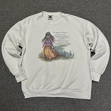 Vintage RED WILLOW Mens White The Legend of Bluebonnets Graphic Sweatshirt XL