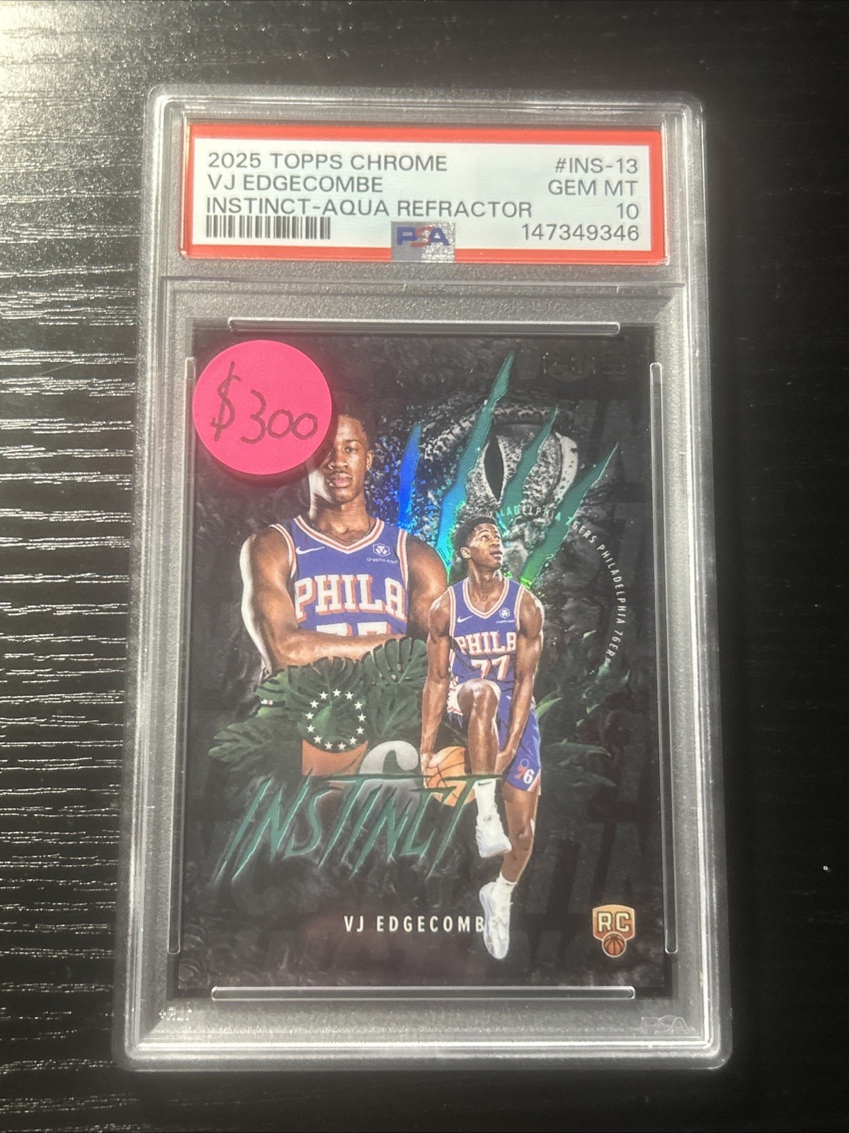 2025-26 Topps Chrome - Instinct VJ Edgecombe #INS-13 Aqua Refractor /199 (RC)