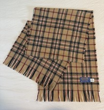 Vtg Pendleton 100 Virgin Wool Scarf Tan Red  Plaid unisex 53x13 Made USA NWOT