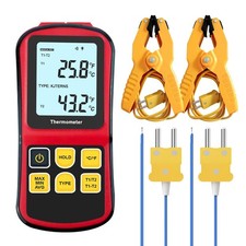 Digital K Type Thermocouple Thermometer, Dual Channel Thermocouple Tester -23...