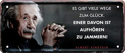 Blechschild Albert Einstein Spruch Zitat  ES GIBT VIELE WEGE ZUM GLÜCK. EINER DA
