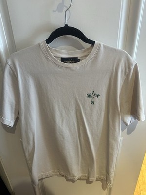 NAH Clothing Co. Graphic T-Shirt Off-White Cream Green Floral Back Print Men's S