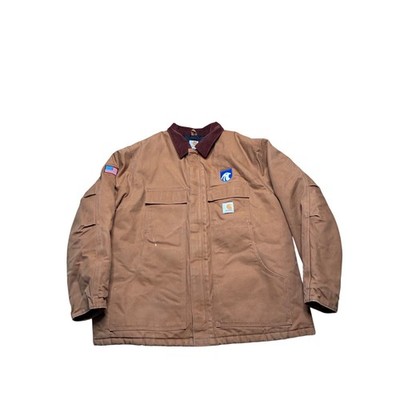 Carhartt Mens 2XL Brown Duck Quilted Lined Work Jacket Corduroy Collar