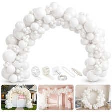 Bezente 10FT White Balloon Garland Arch Kit for Backdrop Arch Stand 135 Pcs