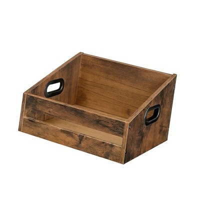 Vinyl Record Storage Crate Wooden Rustic Record Holder for Home Books Office