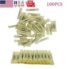 100pcs 12-10 Gauge Heat Shrink Crimp Terminals Wire Butt Connectors Kits Yellow