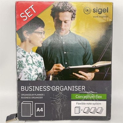 SIGEL CF130 Business Organiser, ca. A4, Kunstleder, schwarz, Set mit 3 Heften: N