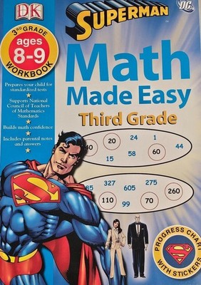 NEW Superman 3rd Grade Workbook Math Made Easy Homeschool Tutor Teachers