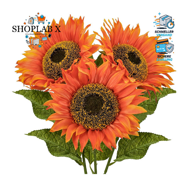 KüNstliche Sonnenblumen Dekorative Seidenblumen FüR Hochzeit Tischdeko 3 StüCke-image