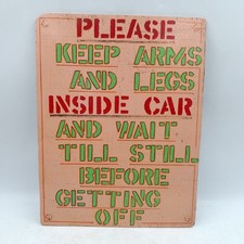 Original Vintage British Fairground Safety Warning Sign Hand Painted Wood