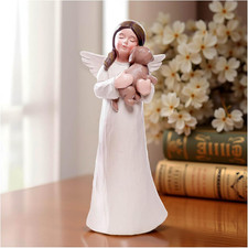 Cute Angel with Dog Figurine Holding Statue, Love Dogs Decor, Dog Owner Gifts fo