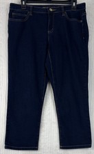 Michael Kors Women's Dark Wash Cropped Jeans Size 8 Stretch Denim Mid-Rise