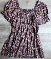 Old Navy Floral Smocked Mini Dress XXL Pockets Puff Sleeve Boho Cottagecore