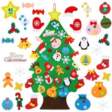 DIY Felt Christmas Tree - 3.6 FT, 41 Piece Ornament Set, 3D Design, Reusable ...