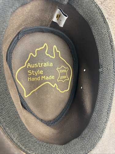 Cappello da uomo in pelle Australian Bush stile Indiana Jones cappello in pelle - Foto 6 di 7
