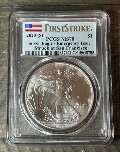 2020 S $1 American Eagle Silver Dollar PCGS MS70 First Strike-Emergency Issue