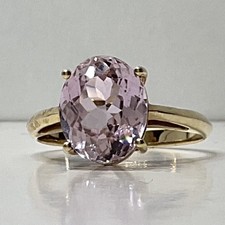 Kunzite ring 9K 9ct yellow gold 2.12g Pink purple lilac sparkly 4.78ct gemstone