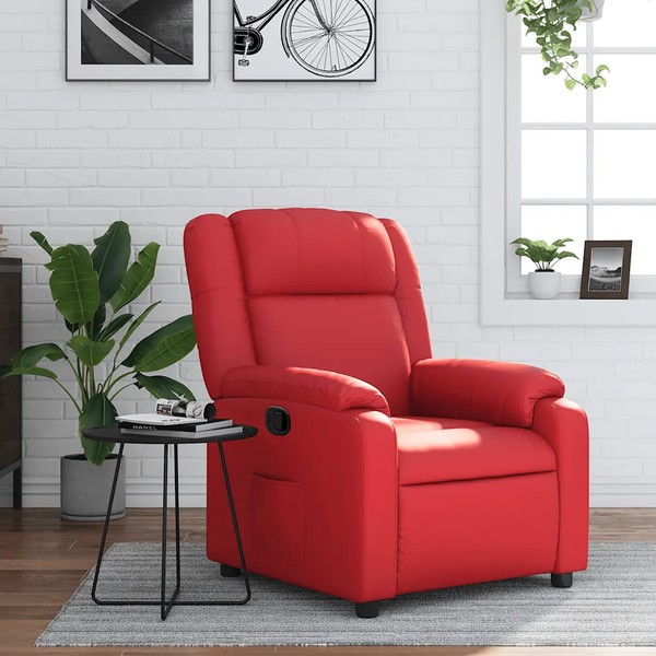 Relaxsessel Kunstleder Rot Mit Manueller RüCkenverstellung-image