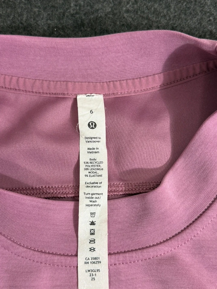 Lululemon Softstreme Идеально Негабаритный Укороченный Экипаж Размер 6 Фиолетовый Топ W3GL9S - Изображение 2 из 4